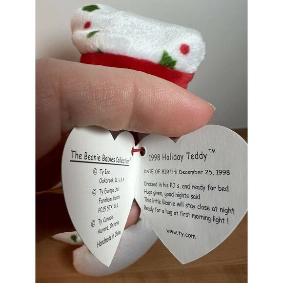 1998 Holiday TEDDY Ty Beanie Baby PE Pellets TAG ERRORS - Picture 7 of 11